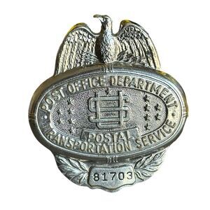 Vintage U.S. Post Office Postal Transportation Service Badge Pin No. 81703